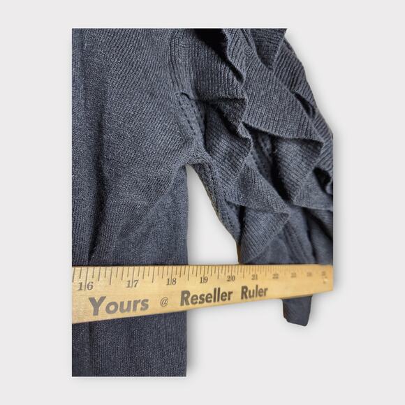 NEW Rachel Parcell Black Ruffle Sleeve Open Front Cardigan Women's Small - Picture 6 of 8